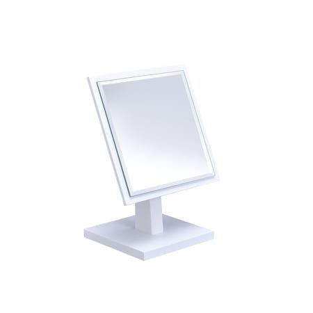 Homeroots 9" White Wood Square Freestanding Framed Makeup Shaving Tabletop Mirror 420750