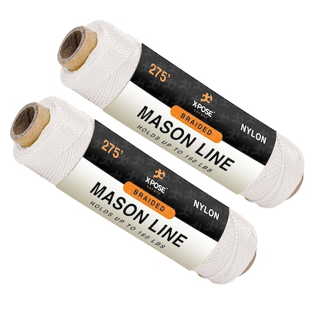 Xpose Safety Nylon Twine, 275 ft White Synthetic String for Crafts, Camping, Garden, Marine & Construction, 2PK NTW-275-2-X-S