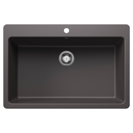 Blanco Liven SILGRANIT 33in Super Single Dual Mount Kitchen Sink - Cinder 443196
