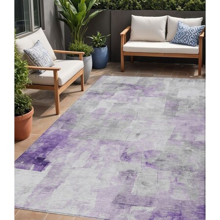 Homeroots 5' X 8' Lavender Gray And Ivory Abstract Washable Indoor Outdoor Area Rug 616874