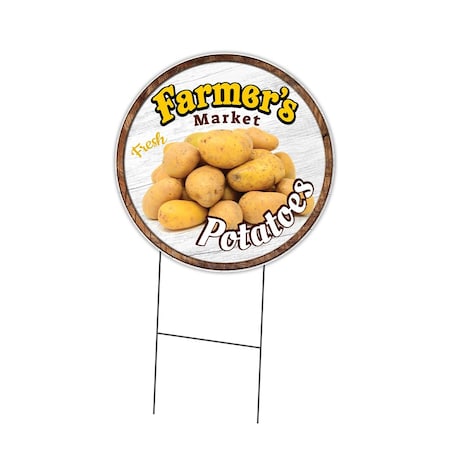 Signmission Farmers Market Potatoes Double Sided Corrugated Plastic Circle Yard Sign, C-24-CIR-DS-WS-Potatoes C-24-CIR-DS-WS-Potatoes