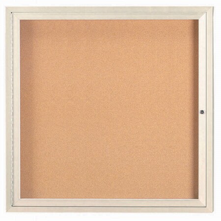 Aarco Illuminated Enclosed Bulletin Board w/ Ivory Powder Coated Al Frame, 36''Hx36''W DCC3636RIIV