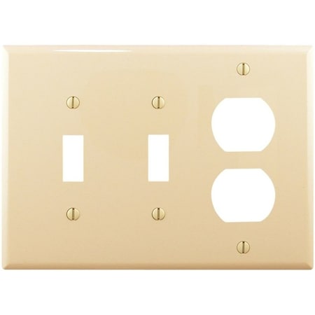 Eaton Wiring Devices Combination Wallplate, 4-7/8 in L, 6-3/4 in W, 3 -Gang, Polycarbonate, Ivory PJ28V