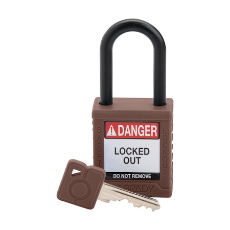 Brady Velocity Lockout Padlocks Nylon 1.5in Clearance KD Plastic Shackle Brown SDPL-BRN-38PL-KD