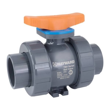 Hayward Flow Control Ball Valve, True Union, 1-1/2", PVC/FPM, Full Port, S/T TBH1150ASTV0000