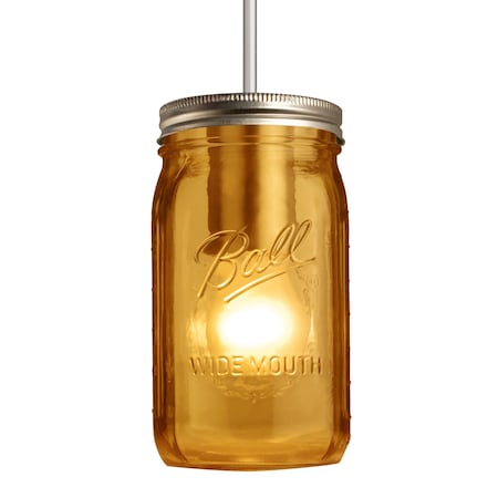 Besa Lighting Milo 4 Cord Pendant, Amber, Satin Nickel Finish, 1x40W Incandescent 1JT-MILO4AM-SN