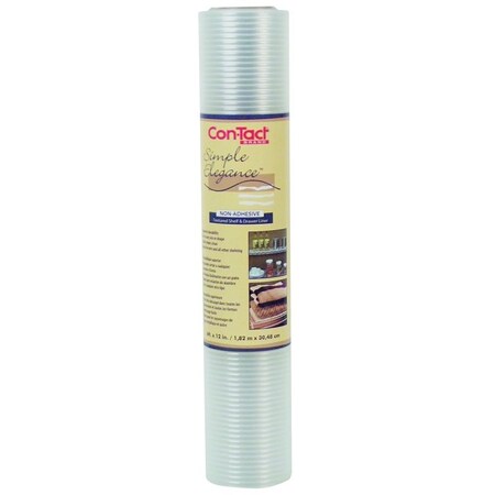 Kittrich Con-Tact 06F-C8Q01-06 Ribbed Shelf Liner, 6 ft L, 12 in W, Vinyl, Clear 06F-C8Q01-01