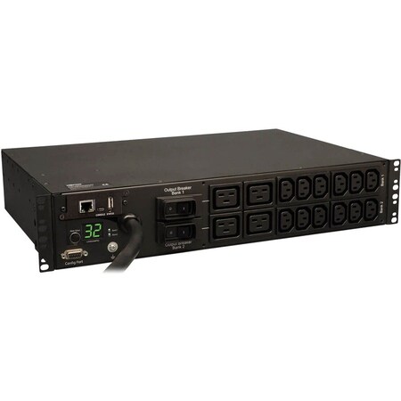 Eaton 7.4kW Single-Phase Monitored PDU with LX Platform Interface 230V Outlet 12-C13 4-C19 IEC-309 32A PDUMNH32HV