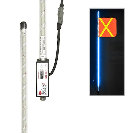 Safetywhips Warning Whip Super Duty LED Whip with Flag, Blue, 72 Length SDL06B-XY