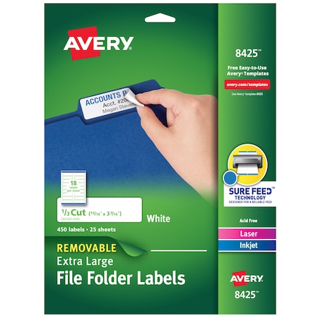 Avery Extra Large File Folder Labels, 1, PK450 8425