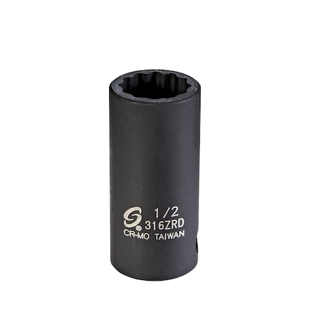 Sunex 3/8 in Drive 1/2 in 12Pt Semi-Deep Impact Socket 316ZRD