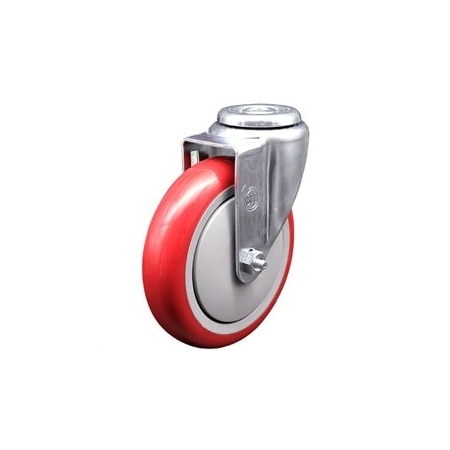 Service Caster 5 Inch SS Red Polyurethane Wheel Swivel Bolt Hole Caster SCC-SSBH20S514-PPUB-RED