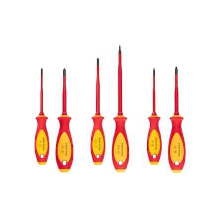 Tekton Phillips, Slotted, Square Insulated Screwdriver Set, 6-Piece (#1-#2, 5.5-6.5 mm, #1-#2) DVZ90002