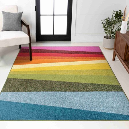 Jonathan Y Prism Geometric Striped Orange/Green/Blue 3 ft. x 5 ft. Area Rug DZC101A-3