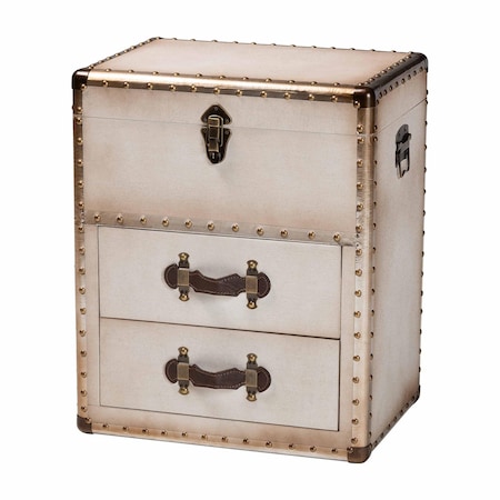 Baxton Studio Agatha Vintage Coffee Canvas 2-Drawer Storage Trunk 252-13964-ZORO