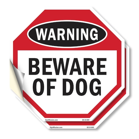 Signmission Warning Beware of Dog, 4 inch X 4 inch, Vinyl Decal, 2PK OC-D-2PACK-4-49
