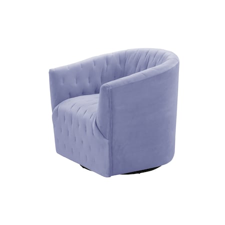 Homeroots 31" Lilac And Black Velvet Tufted Swivel Barrel Chair 533977
