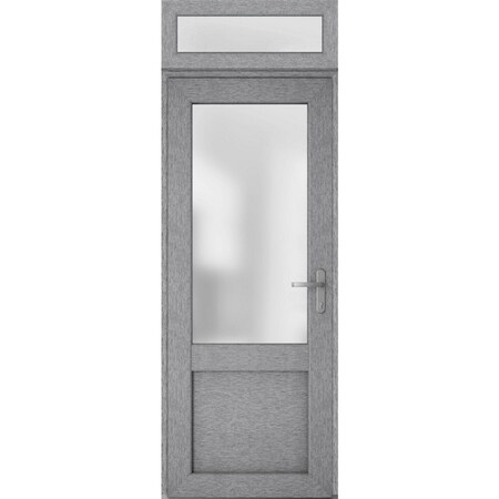 Vdomdoors Front Exterior Prehung FiberGlass Door Frosted Glass / Manux 8422 Grey Ash / Transom Window / Offic MANUX8422EXD-SS-W36 x H80+14-LH