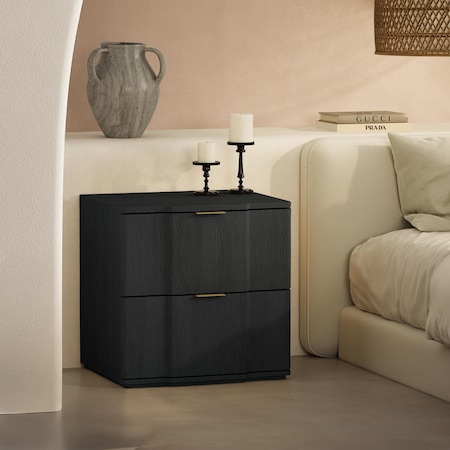 Manhattan Comfort Clive 22in Nightstand in Black and Gold (2-Drawer) NS1560-2