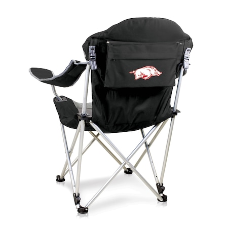 Picnic Time Family Of Brands NCAA Arkansas Razorbacks Reclining Camp Chair - Beach Chair for AdultsBlack with Gray Accents 803-00-175-034-0