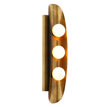 Corbett Lighting Hopper 3 Light Wall Sconce 4.75 In. Vintage Brass Bronze Accents 271-13-VB/BBR