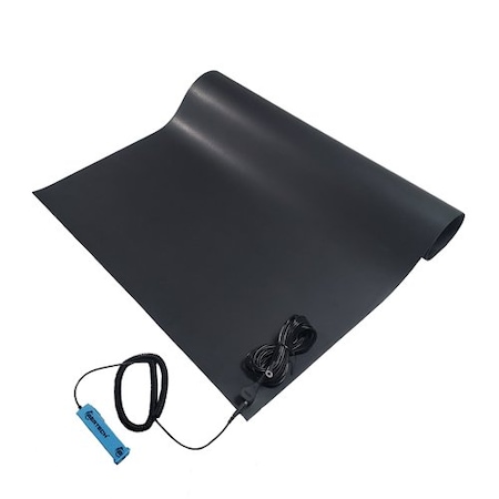 Bertech ESD Anti-Static Soldering Rubber Mat Kit, 2.5 Ft. x 4 Ft., 0.08 In. Thick, Black 2059USA8-2.5x4BLKT