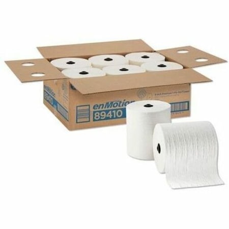 Georgia-Pacific enMotion Hardwound Paper Towels, 1 Ply, Continuous Roll Sheets, 425 ft, White, 6 PK 89410
