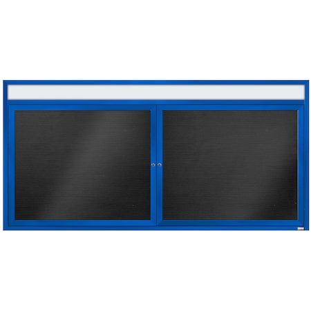 Aarco Enclosed Letter Board Directory w/ Powder Coated Blue Aluminum Frame and Header, 36''Hx72''W, 2 Doors ADC3672HB