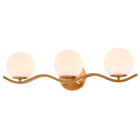 Vaxcel Monticello 3-Light Brass Gold Bathroom Vanity Fixture, White Glass Globe W0549