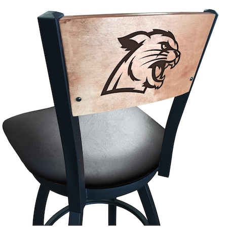 Holland Bar Stool Co 25" Blk Wrinkle Northern Michigan Swivel Bar Stool, Laser Engraved Back L03825BWMedMplANorMicBlkVinyl