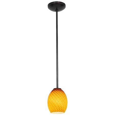 Access Lighting Brandy FireBird, LED Pendant, Oil Rubbed Bronze Finish, Amber Firebird Glass 28023-3R-ORB/AMBFB
