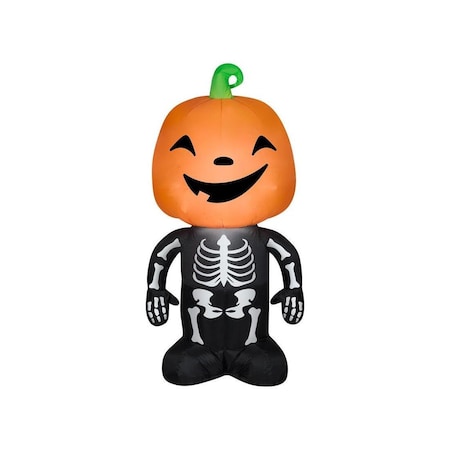 Gemmy Inflatable Airblown 4.5 ft. LED Prelit Pumpkin Boy Skeleton 64929