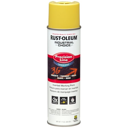 Rust-Oleum Precision Line Marking Paint, 20 oz, High Visibility Yellow, Water -Based 203034