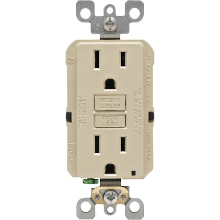 Leviton SmartlockPro Self-Test 15A Ivory Residential Grade Rounded Corner 5-15R GFCI Outlet R11-GFNT1-0KI
