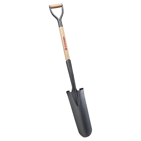 Corona Tools Closed-Back Drain Spade Shovel, 14-Gauge, 30 in. Wood D-Grip Handle SS 62010