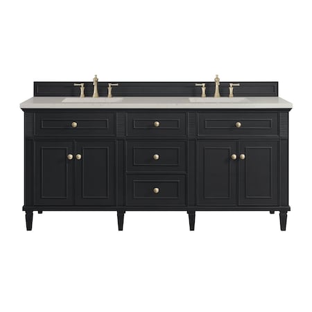 James Martin Vanities Lorelai 72" Double Vanity, Black Onyx, w/ 3 CM Siberian Silestone Top 424-V72-BKO-3SFR