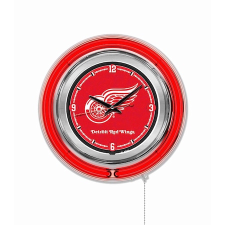 Holland Bar Stool Co Detroit Red Wings Double Neon 15" Clock, NHL Clk15DetRed