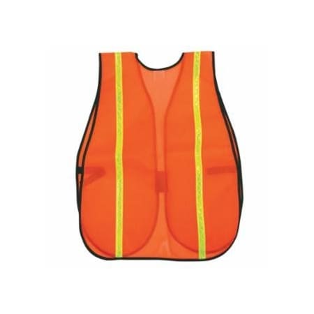 Mcr Safety General Purpose Safety Vest, One Size Fits Most, Orange w/ Lime Stripes 611-V211R
