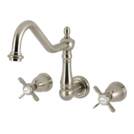 Kingston Brass Two-Handle Wall Mount Kitchen Faucet, Brushed Nickel KS1288BEX
