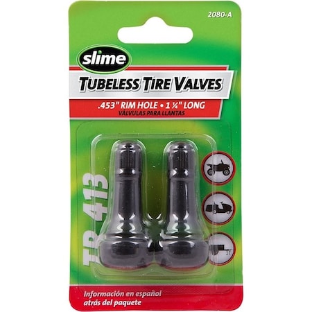 Slime Tubeless Tire Valve, Rubber, 2PK 2080-A