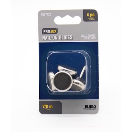 Projex Silver 7/8 in. Nail-On Nickel Chair Glide, 4PK P0136
