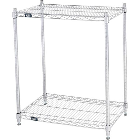 Global Industrial Nexel 2 Shelf, Stainless Steel Wire Shelving Unit, Starter, 30"W x 18"D x 34"H B3149604