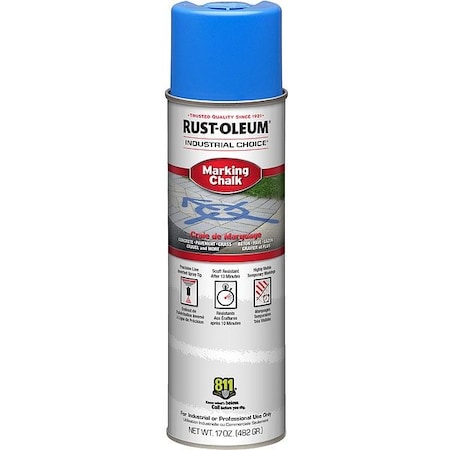 Rust-Oleum Inverted Marking Chalk , 17 oz, Aerosol, Blue, Water-Based 205236