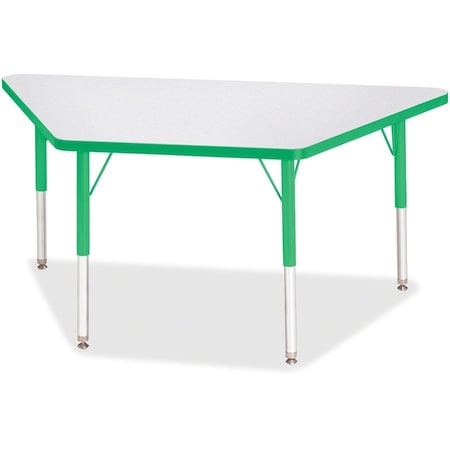 Jonti-Craft Berries Trapezoid Activity Tables, 24 in. x 48 in., E-height, Freckled Gray/Green/Gray 6438JCE119