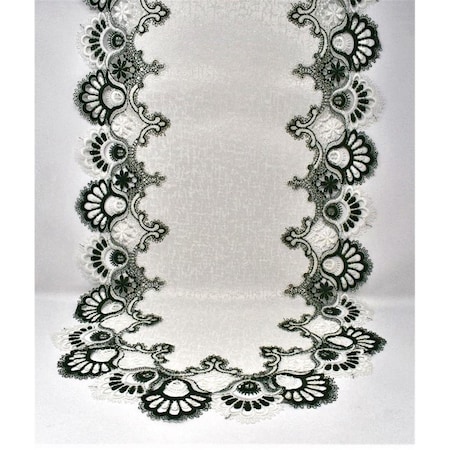 Sinobrite H8139-G-15x54 15 x 54 in. Green European Lace with White Antique Fabric Table Runner H8139/G-15x54