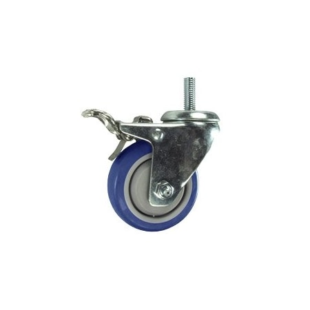 Service Caster 3 Inch SS Blue Polyurethane 1/2 Inch Threaded Stem Caster with Total Lock Brake SCC-SSTSTTL20S314-PPUB-BLUE-121315