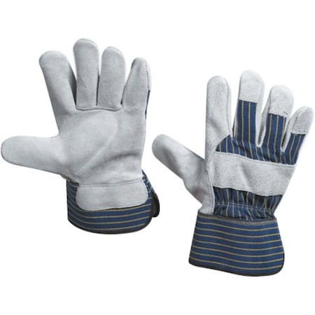 Partners Brand Leather Palm w/ Safety Cuff Gloves, Large, Gray, 12 Pairs/Case GLV1021L