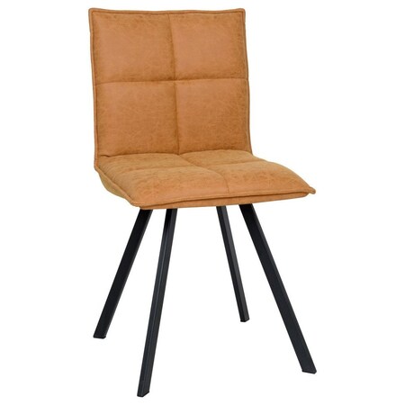 Leisuremod Wesley Modern Leather Dining Chair with Metal Legs, Light Brown WC18BR