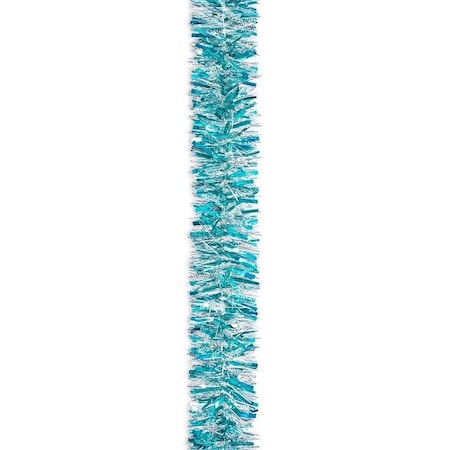 Holiday Trims Garland, 10 ft L, PVC, Silver Holo/Snow/Teal, Indoor 3581109