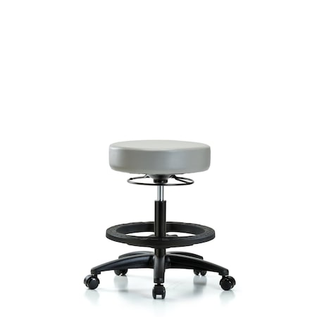 Blue Ridge Ergonomics Vin Stool without Back-Medium Bench Height with Black Foot Ring and Casters in Dove Trailblazer Vin BR-VMBSO-RG-BF-RC-8567